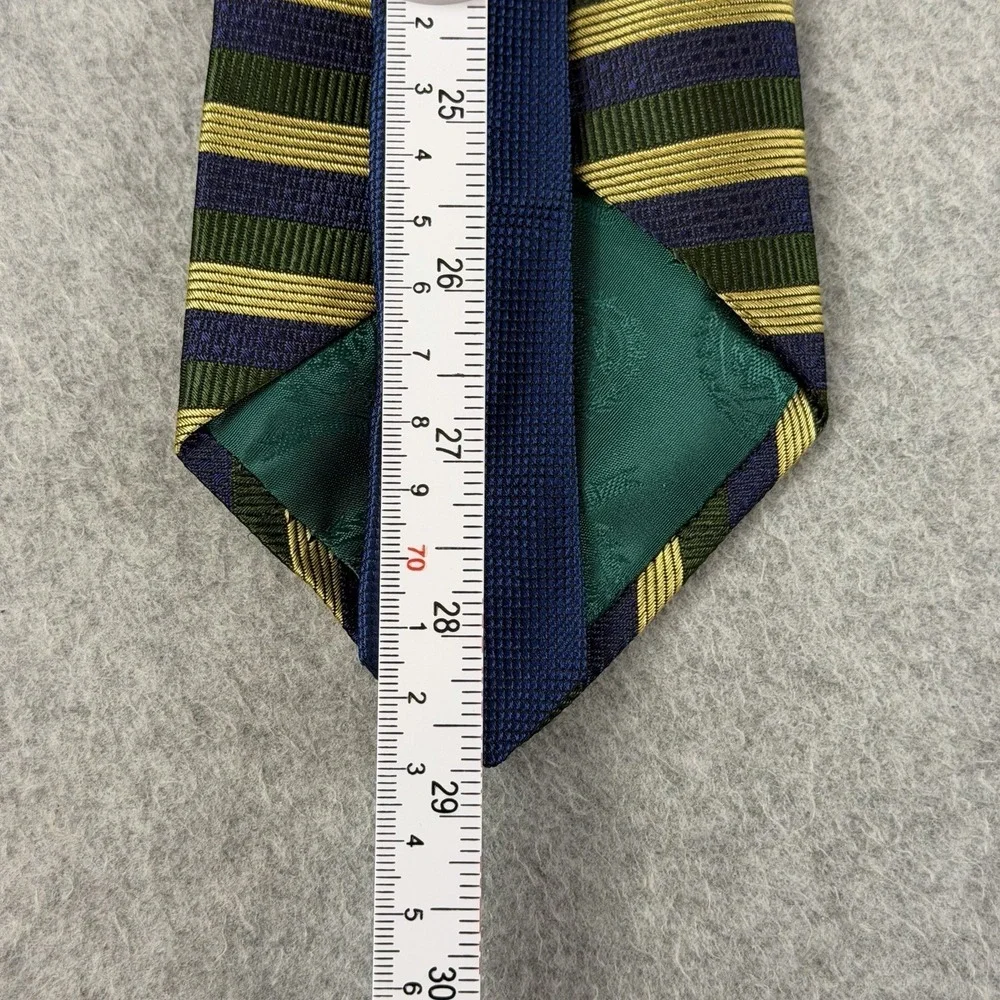 Vintage Tommy Hilfiger Silk Stripe Neck Tie Navy Green Gold USA Classic 58x4